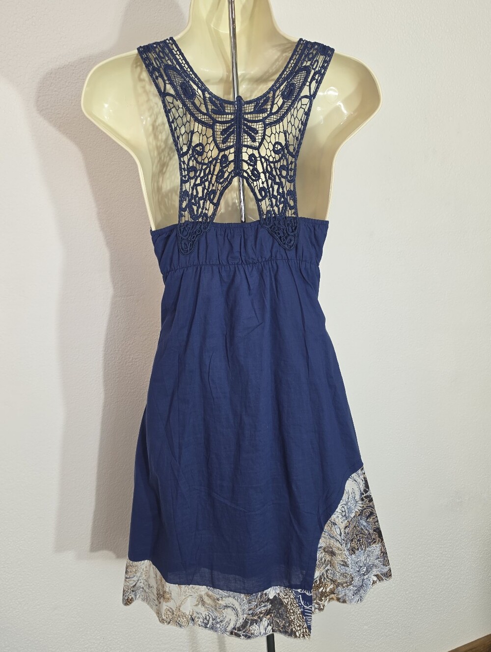 Toi Et Moi Dress Floral Embroidered Sleeveless Boho Patchwork Blue Size S - Picture 9 of 13